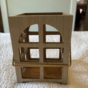 Wooden Candle Holder with Gold Accent